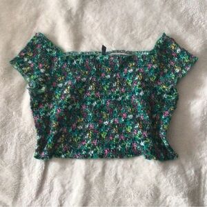 H&M Floral Shirred Crop Top